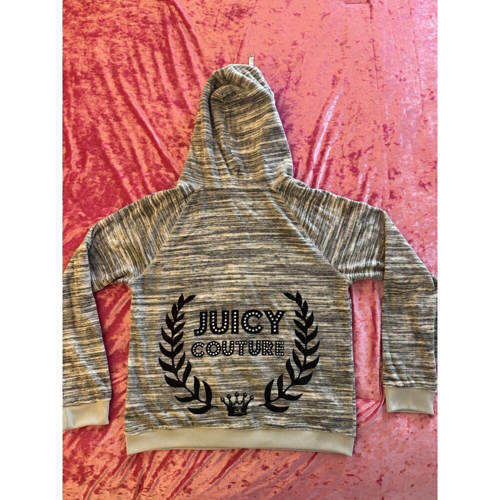 Juicy Couture Track Jacket Black Rhinestone Gray Women's Large Y2k